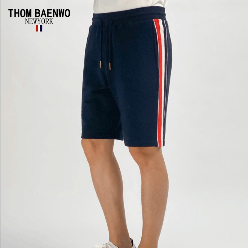 TB夏季2022新款五分裤男女侧边织带四道杠条纹休闲运动宽松短裤潮