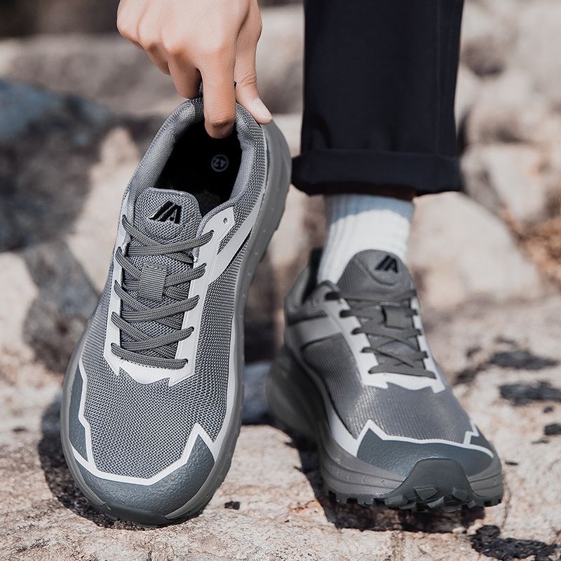 特大码宽楦男鞋宽脚大头鞋春季透气防臭网面鞋厚底增高户外跑步鞋