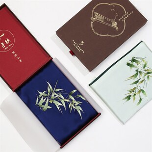 成都特色蜀绣手工刺绣真丝丝巾竹子围巾男女通用送妈妈送老外礼物