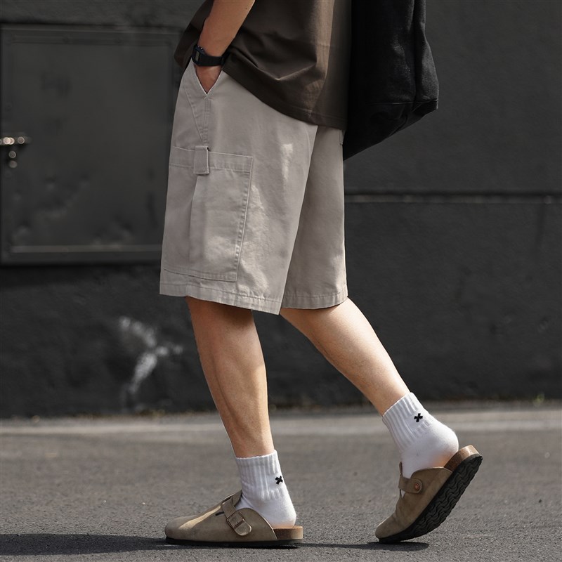 嘿马七作日系复古夏季款大口袋户外珠帆短裤男士宽松休闲五分裤子