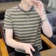 男装 条纹短袖 T恤2024夏季 基础款 高端纯棉吸汗圆领体恤半袖 上衣服