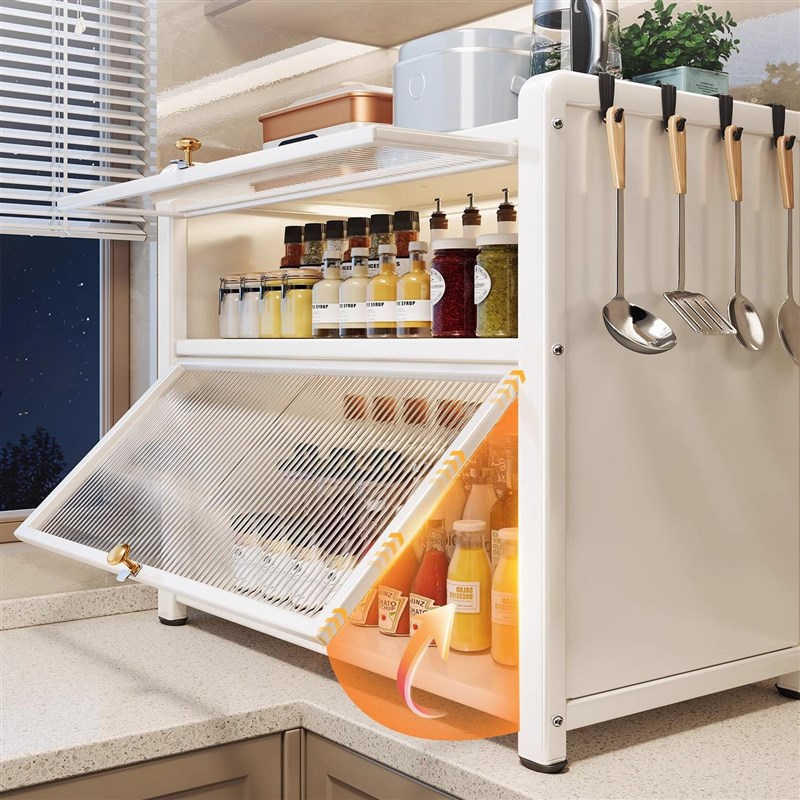 厨房调料品带门置物架家用多功能台面带盖油盐酱醋调味料收纳柜子