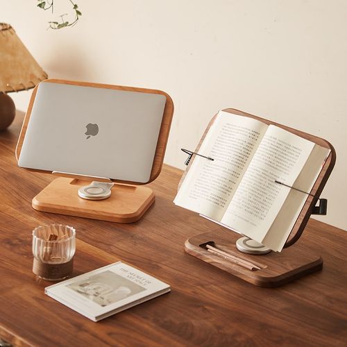 黑胡桃实木质桌面阅读架可调节看书夹书神器书立固定器平板支架