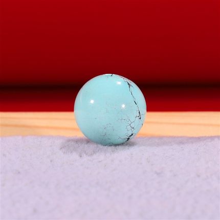 湖北松原矿绿松石散珠 高瓷蓝12.7mm单珠 保真无处理 132号