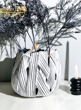 现代简约金属花器家居酒店售楼处样版房客厅房间装饰品摆设