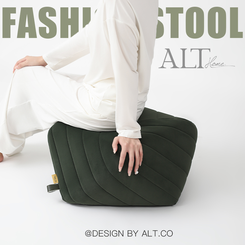 高端换鞋凳入户门口坐墩绿色家用沙发脚凳客厅茶几矮凳轻奢高级感