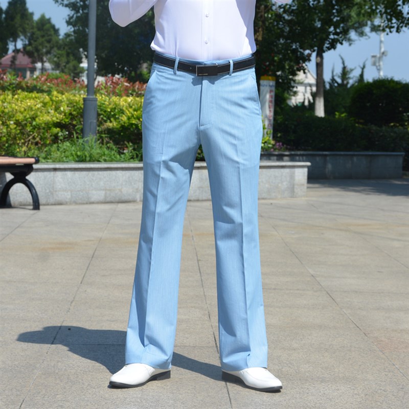 春秋裤子时尚喇叭裤男垂感修身微喇叭西裤商务休闲长裤免烫阔腿裤