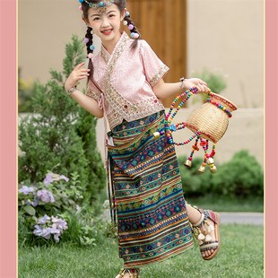 小娘惹网红套装傣族日常裙子西双版纳旅拍服装女童演出傣族服饰套