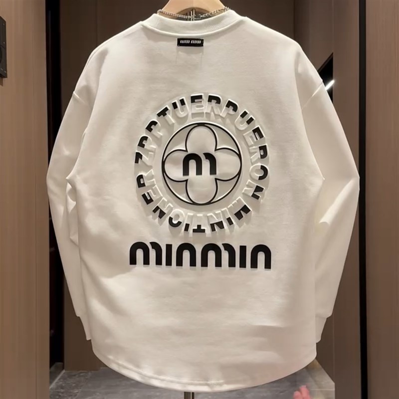 秋冬新款立体钢印潮牌加绒卫衣男士宽松时尚百搭保暖燕尾长袖上衣