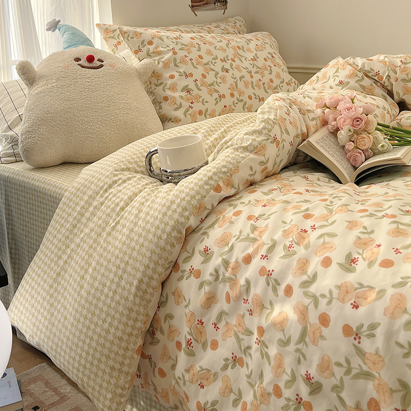 碎花纯棉被套单件150x200x230全棉床单被罩单人宿舍被单三件套女