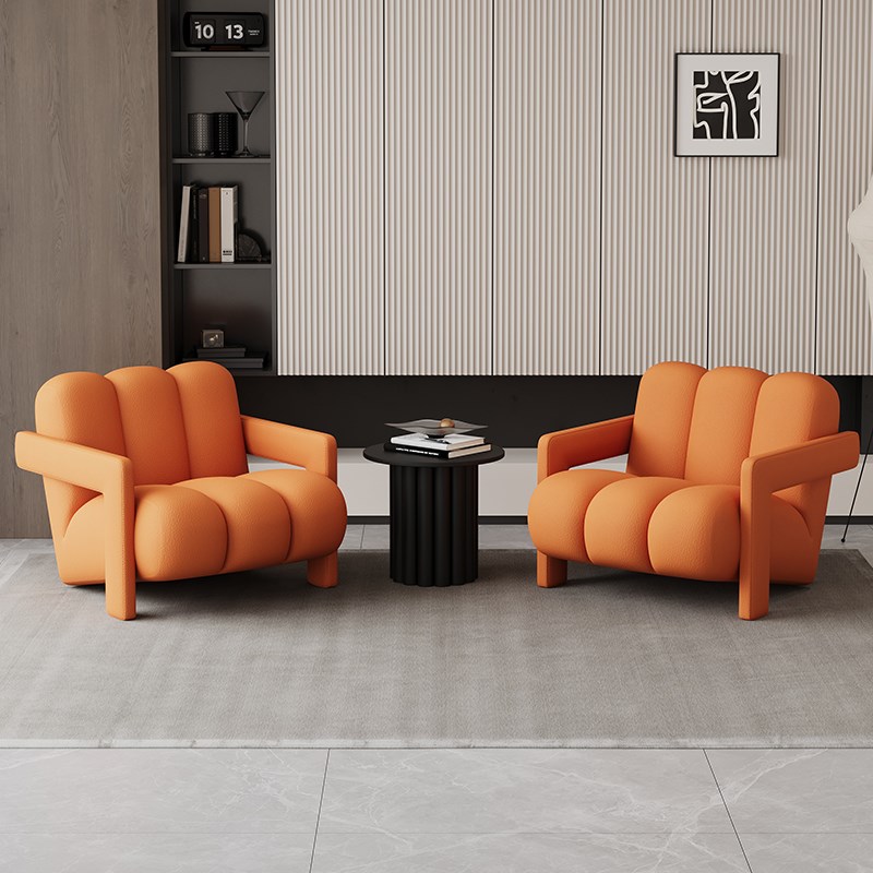美容院休闲轻奢会客组合沙发椅办公服装店单人接待桌椅商务休息区