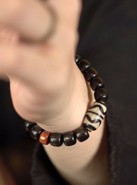 复古潮搭黑檀木珠子情侣手串 个性民族风可把玩手錬男女款手饰