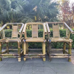 竹椅子圈椅三件套仿古新中式家用太师椅休闲茶椅手工复古茶室椅子