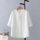 t恤唐装 男青年中式 盘扣宽松复古休闲中袖 中国风棉麻五分袖 套头衫