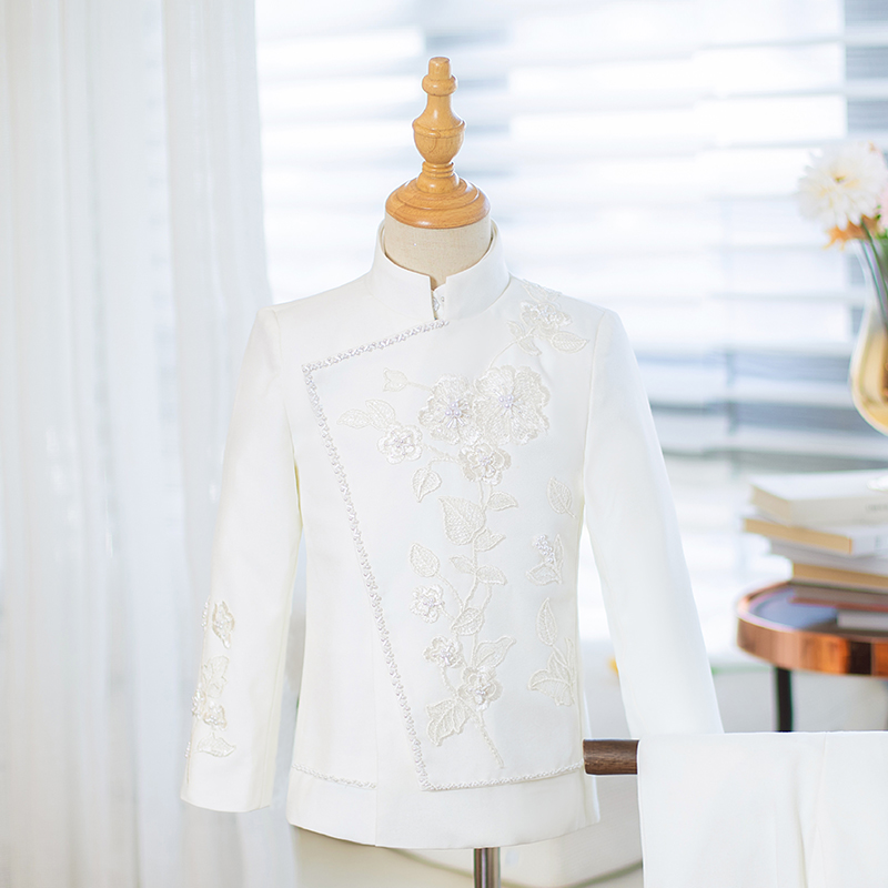 儿童礼服套装男童西装主持人高端钢琴演出服小花童表演服装中国风