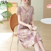 妈妈夏装 连衣裙洋气2025新款 小个子中老年夏天雪纺裙子气质母亲节