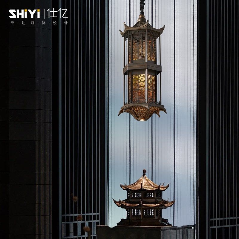 【楼阁】新中式吊灯酒店宴会厅餐饮吊灯复古禅意中国风古建筑吊灯,家装灯饰光源,酒店/宴会厅/餐饮吊灯,淘宝优惠券,粉丝福利购,淘宝优惠卷