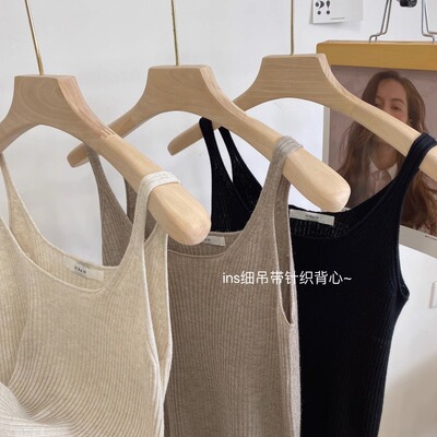 针织吊带小背心女内搭夏季2024年新款米色外穿法式杏色上衣打底衫