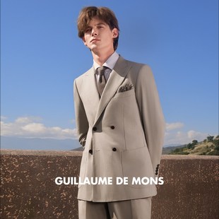 结婚西装 修身 外套 双排扣商务休闲亚麻羊毛西服套装 澳嘉25春夏男士