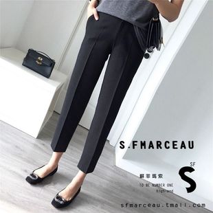 托腹裤 外穿黑色西装 小个子薄款 打底直筒九分裤 女 孕妇裤 夏装 子夏季