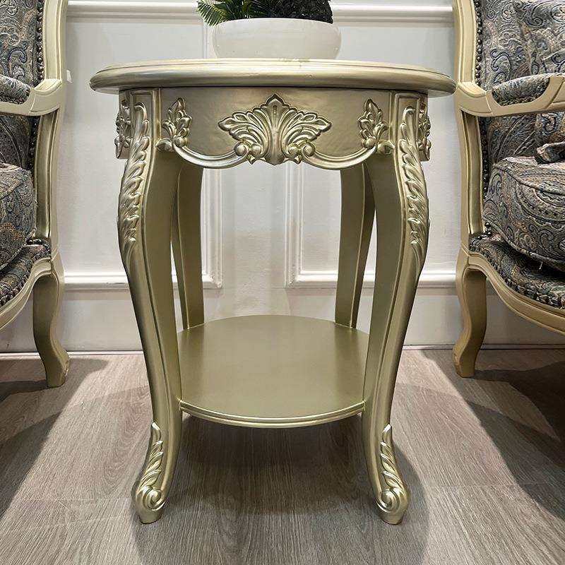 美式简约实木圆几整装款沙发角几客厅轻奢家用边几现代装饰小茶几