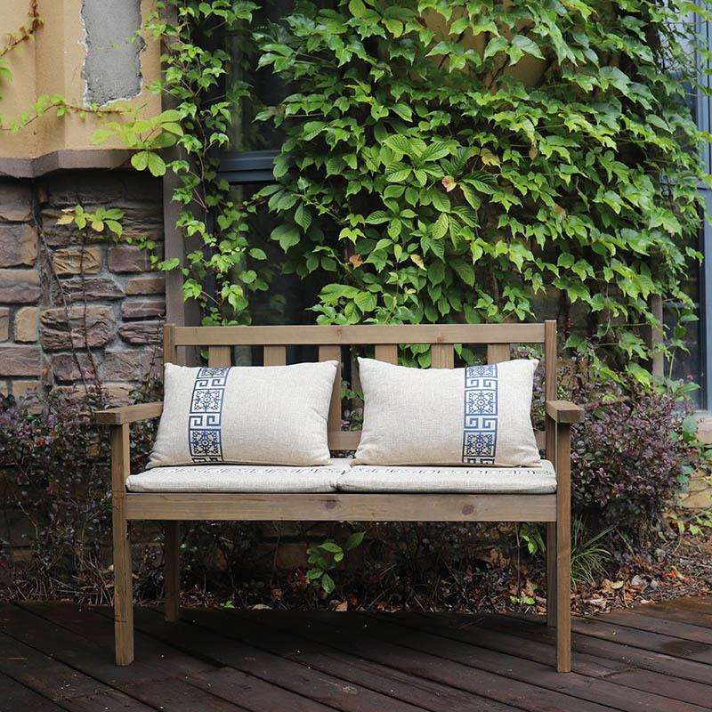 复古做旧实木靠背椅凳家用休闲客厅户外阳台三人双人沙发长形椅