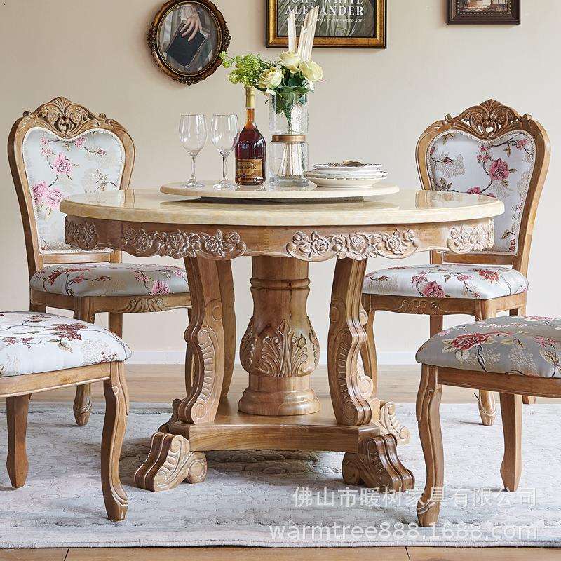厂家直销复古色餐桌椅组合做旧全实木餐桌拍摄道具桌子椅