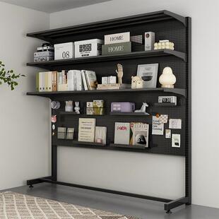 洞洞板书架置物架落地桌上立式货架展示架书桌一体收纳多层架子