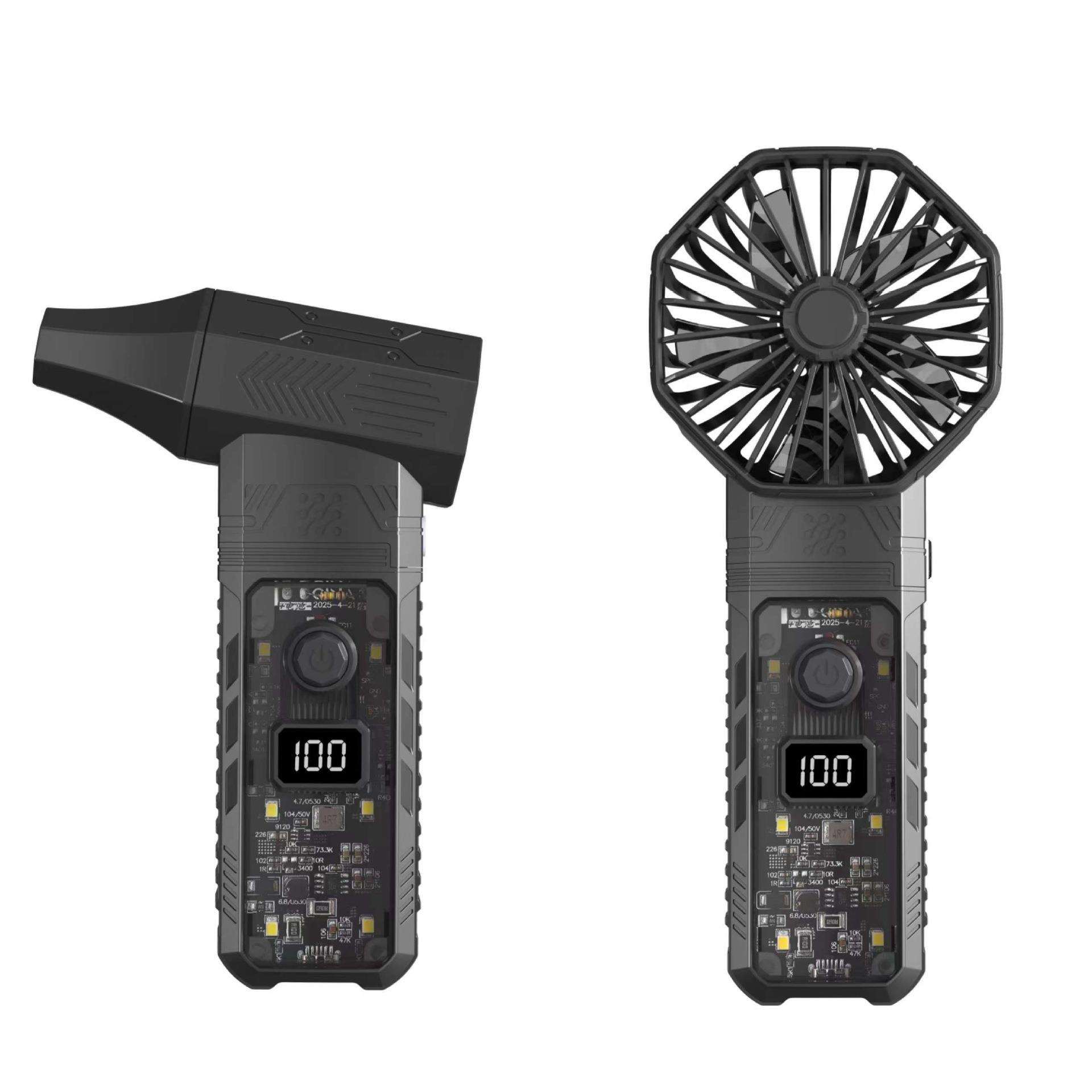 双头多功能暴力涡轮风扇吹尘带充电照明户外旅游手持高速风扇现货