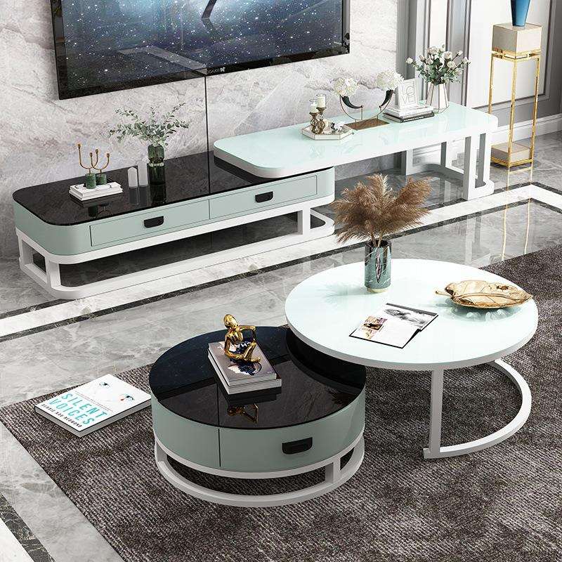 现代简约电视柜茶几组合北欧轻奢风小户型客厅套装多功能伸缩