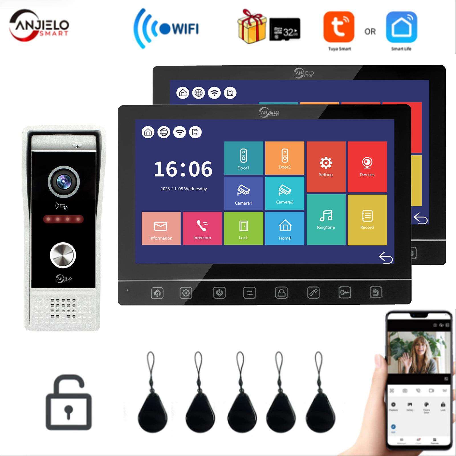 anjielosmart1080P可视对讲双向语音智能家居远程解锁智能门铃