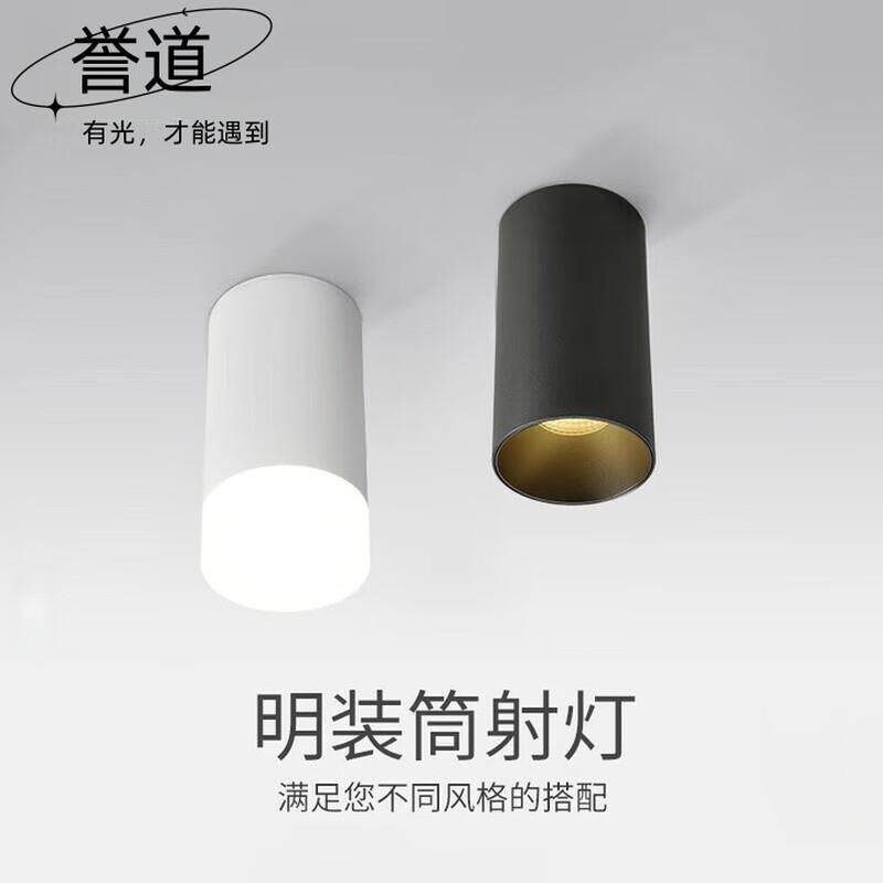 誉道led射灯明装筒灯圆形led斗胆灯欧式COB客厅吸顶天花免开孔聚