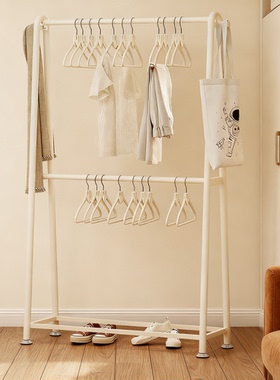 衣帽架落地卧室2025新款挂衣架家用防滑双层置物收纳架床边衣帽架