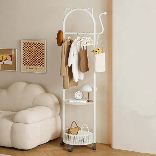 卧室床边落地式带轮衣帽架收纳