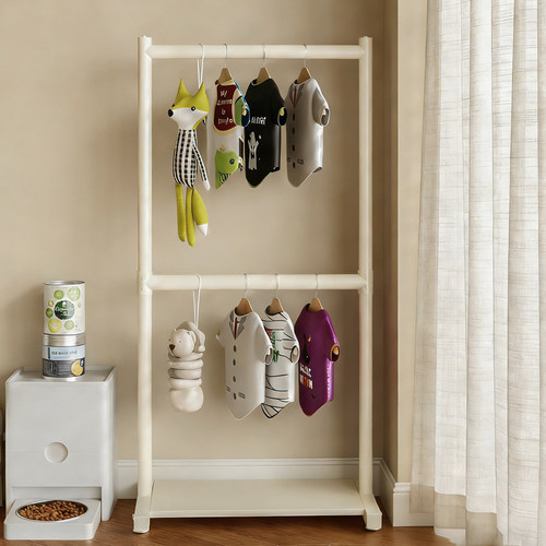 宠物双层落地衣帽架多功能收纳