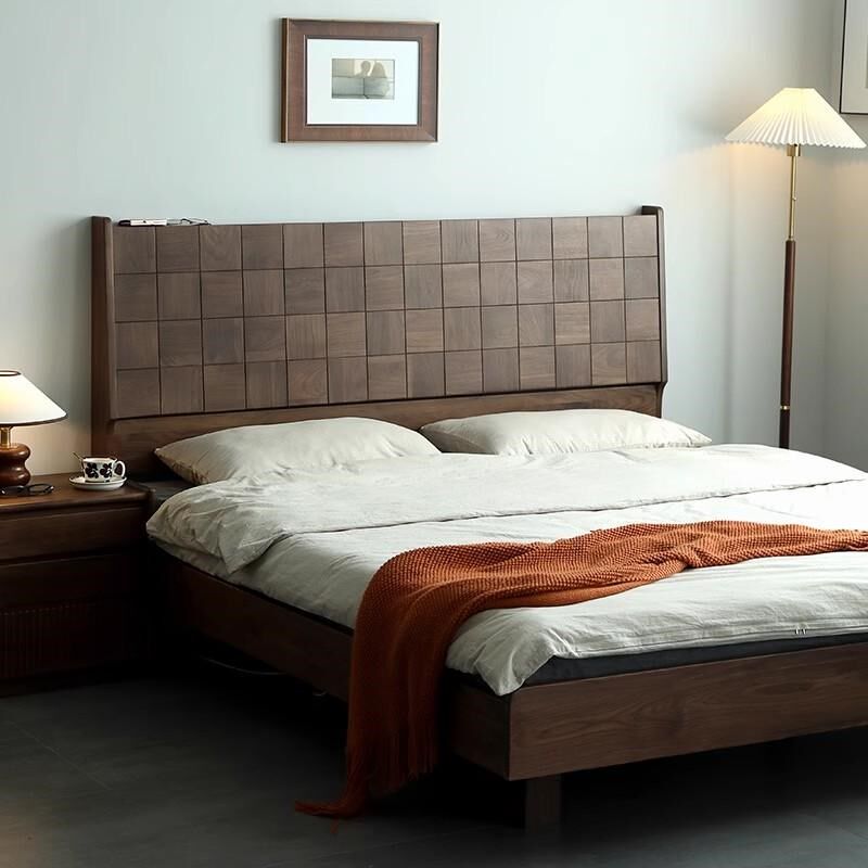 北美黑胡桃木床全实木悬浮床榻榻米日式双人1米5主卧2米x2米2大床