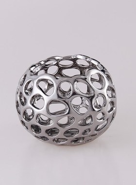 简约现代银色镂空陶瓷轻奢花瓶插花客厅玄关茶几家居装饰品摆件