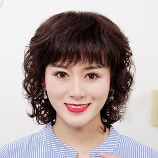 假发中老年女妈妈款真发全真人发化疗后女士全头套光头时尚烫卷发