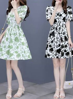 高级感碎花雪纺连衣裙女夏2024新款小个子收腰显瘦气质超仙女裙子