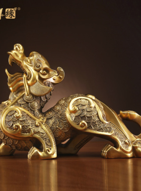 纯铜貔貅摆件一对中式家居客厅玄关办公室桌面装饰品开业乔迁礼品