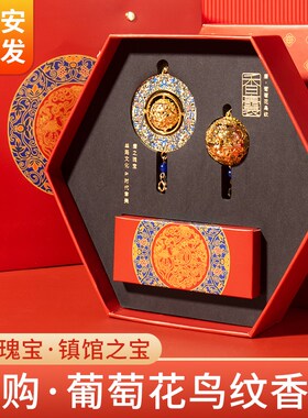 葡萄花鸟纹银香囊西安文创纪念品旅游伴手礼品特色送人陕西博物馆