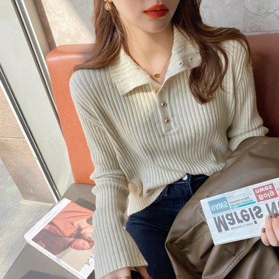 高级感毛衣女春秋冬洋气设计感小众半高领内搭长袖打底针织衫上衣