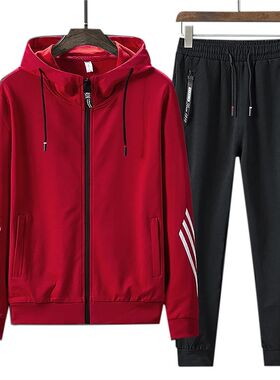 运动套装男休闲春季外套潮流青年开衫连帽卫衣春秋运动服男两件套
