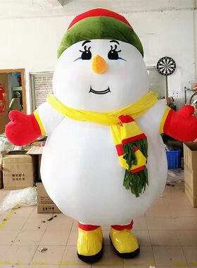 充气圣诞节活动毛绒绿帽子围巾雪人演出巡演卡通人偶布偶装扮定制