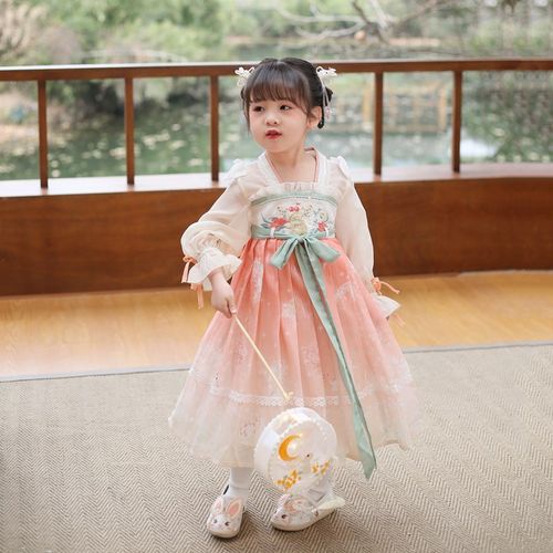星梨 汉服女童春秋款儿童古风超仙连衣裙小女孩古装裙子仙气襦裙