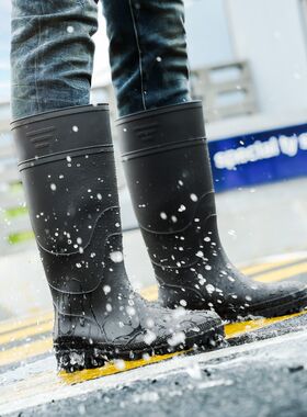 雨鞋军工德系男士高筒厚底耐磨雨靴防水防滑工地套鞋秋款高帮水胶