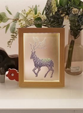 手工创意钉子绕线玄丝画麋鹿摆件送女生圣诞节礼物DIY材料包成品