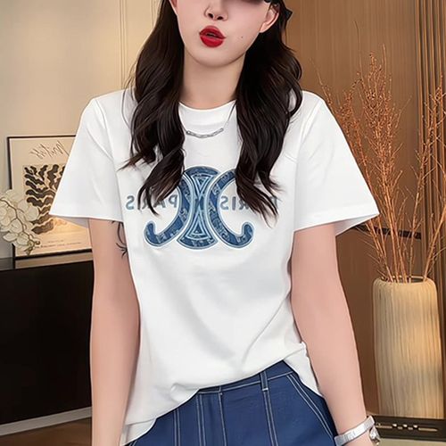 2025夏季新款欧货大码短袖T恤女设计感小众时尚百搭休闲上衣