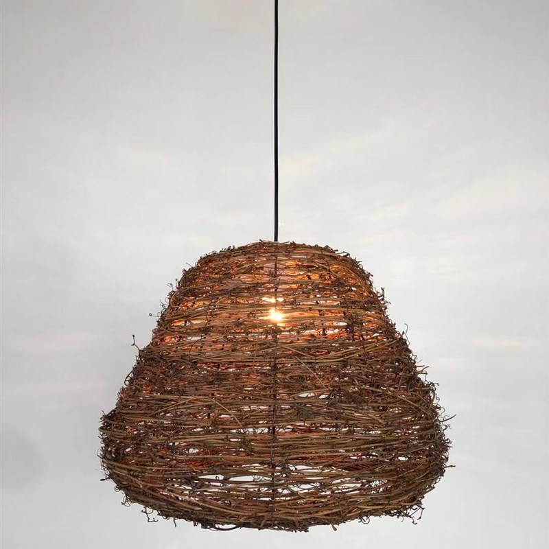 田园餐厅吊灯藤编手工艺灯具家用灯客厅藤艺吊打酒吧客栈装饰灯