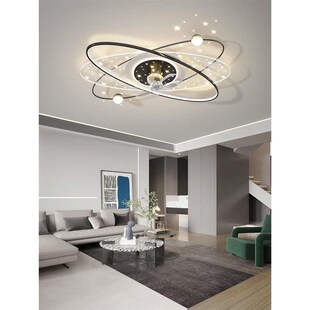 客厅风扇灯星空投影摇头吸顶一体风电扇灯2022年新款灯具现代简约